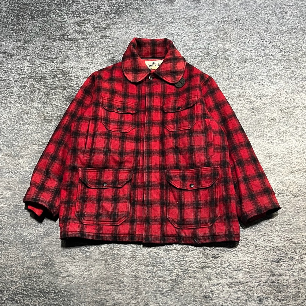 Vintage Woolrich Buffalo Plaid Hunting Jacket Flannel‎ Size 42 Button Wool